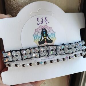 2 Crystal Beaded Bracelet ,L Letter